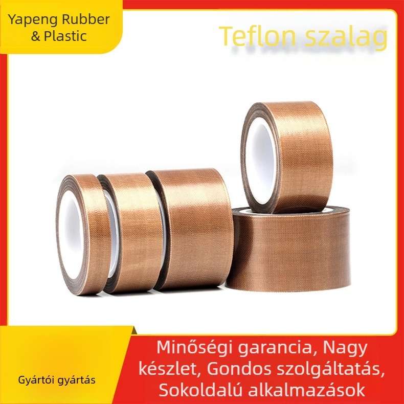 Teflon üvegszálas szalag, izoláló és hőálló, 0,13 mm vastagság, -70–260°C tartomány
