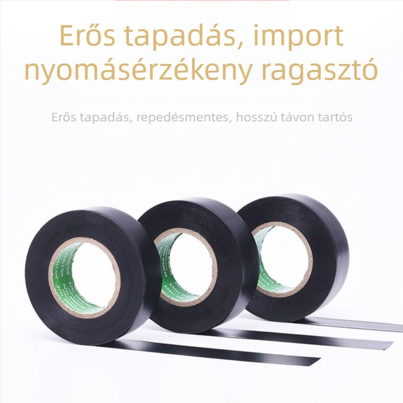 Villamos szigetelő szalag, PVC, ultra vékony, lángálló és vízálló, egyoldalas, leválasztó papírral, 10 tekercs