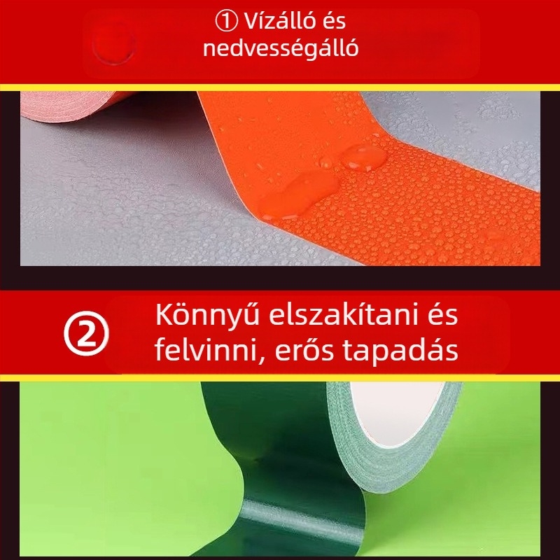 Ponyva javító szalag vászon alapú – szélesség 4,8 cm, hossz 10/20 m, forró olvadó ragasztóval, alkalmas ponyvákhoz és vízálló anyagokhoz