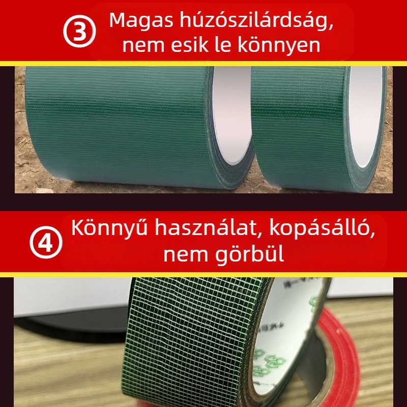 Ponyva javító szalag vászon alapú – szélesség 4,8 cm, hossz 10/20 m, forró olvadó ragasztóval, alkalmas ponyvákhoz és vízálló anyagokhoz