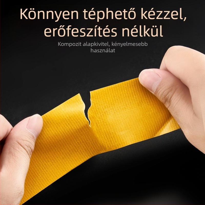 Hálós alapú, kétoldalas ragasztószalag szőnyegek rögzítésére, erős tapadás, nyom nélkül; hossz 5.1 m (testreszabható 20.5 m-ig), szélesség 8-50 mm, vastagság 0.28-0.38 mm.