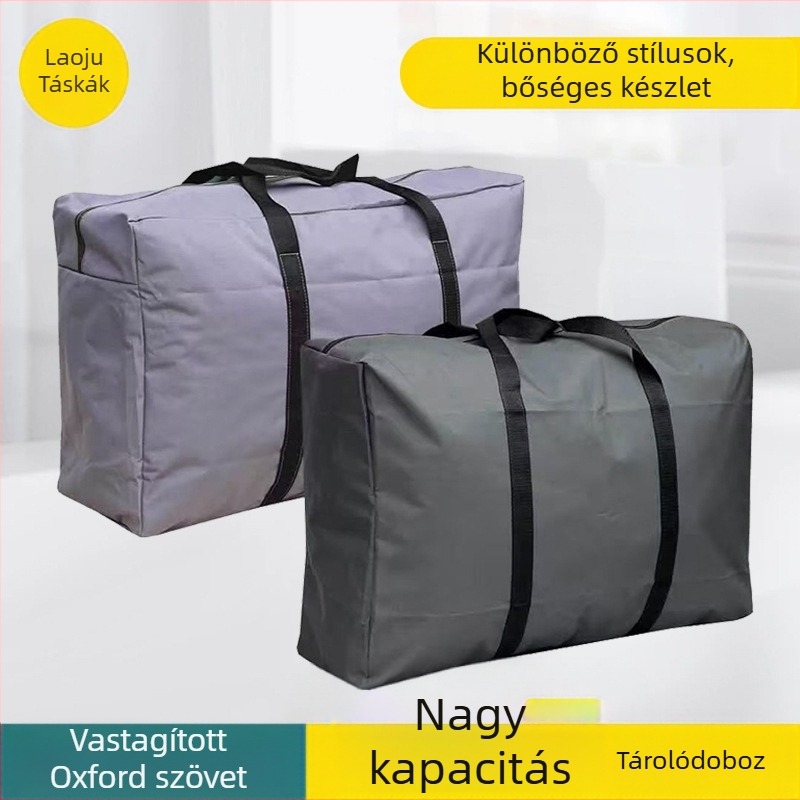 Kocka alakú Oxford anyagból készült költöztető táska, többfunkciós poggyász-organizer, nagy kapacitású utazáshoz és tároláshoz a hálószobában