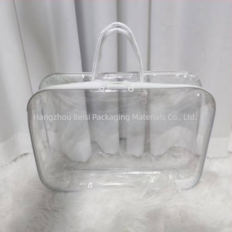 Átlátszó PVC paplan tároló táska cipzárral, por- és nedvességálló, többfunkciós paplanokhoz és ruházathoz, modern minimalist dizájn