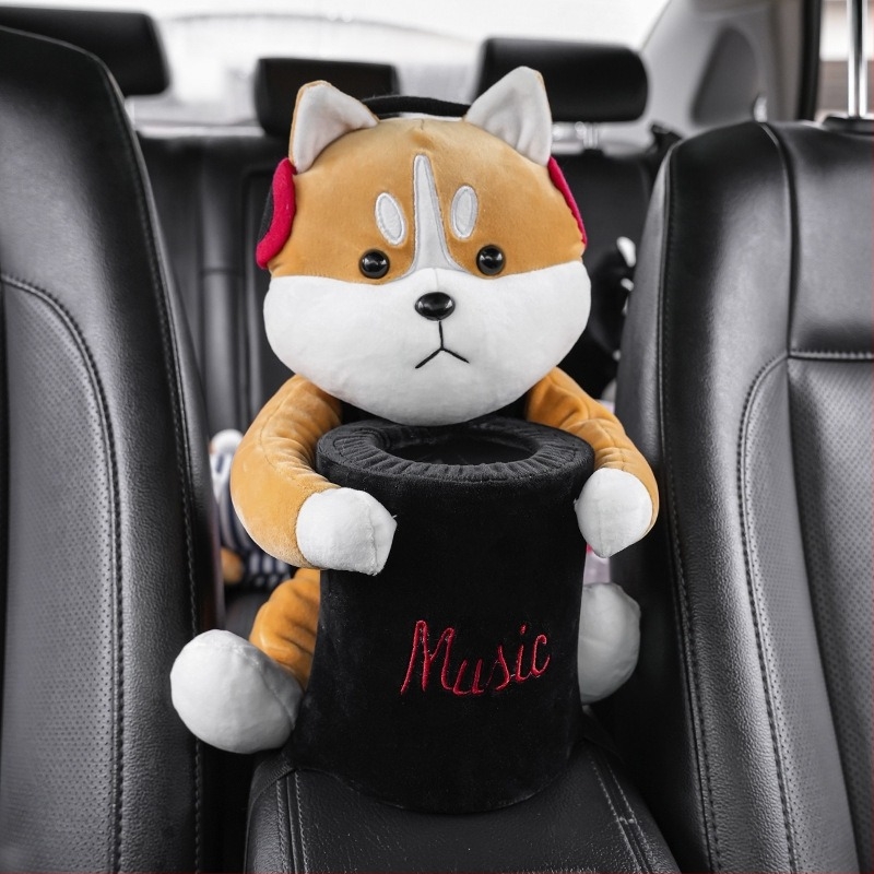 Autó középső kartámaszhoz való szemetes és zsebkendő tartó – Vízálló műanyag szervező, aranyos rajzfilm mintával