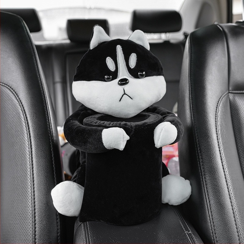 Autó középső kartámaszhoz való szemetes és zsebkendő tartó – Vízálló műanyag szervező, aranyos rajzfilm mintával