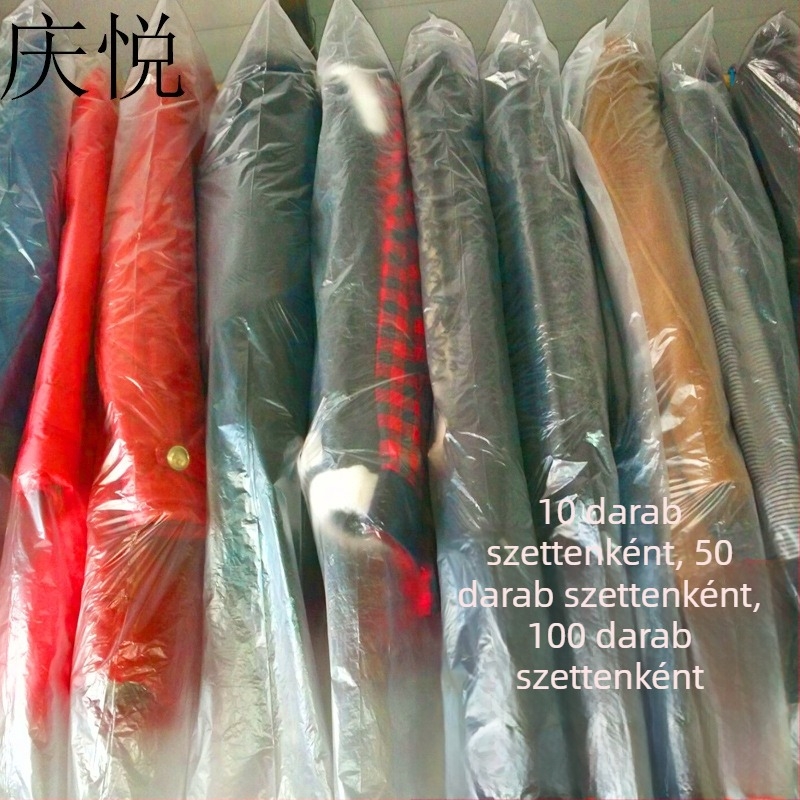 Átlátszó PE ruhatartó tok öltönyhöz — Akasztóval ellátott ruhazsák, por- és nedvesség elleni védelem