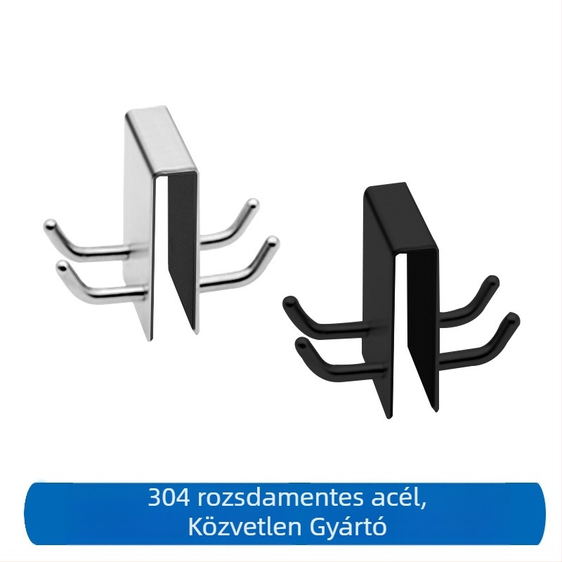 304 rozsdamentes acélból készült horog üvegajtókhoz — fürdőszobai függő horog, modern minimál stílus, max teher 10 kg