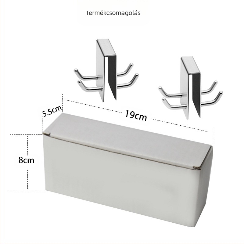 304 rozsdamentes acélból készült horog üvegajtókhoz — fürdőszobai függő horog, modern minimál stílus, max teher 10 kg