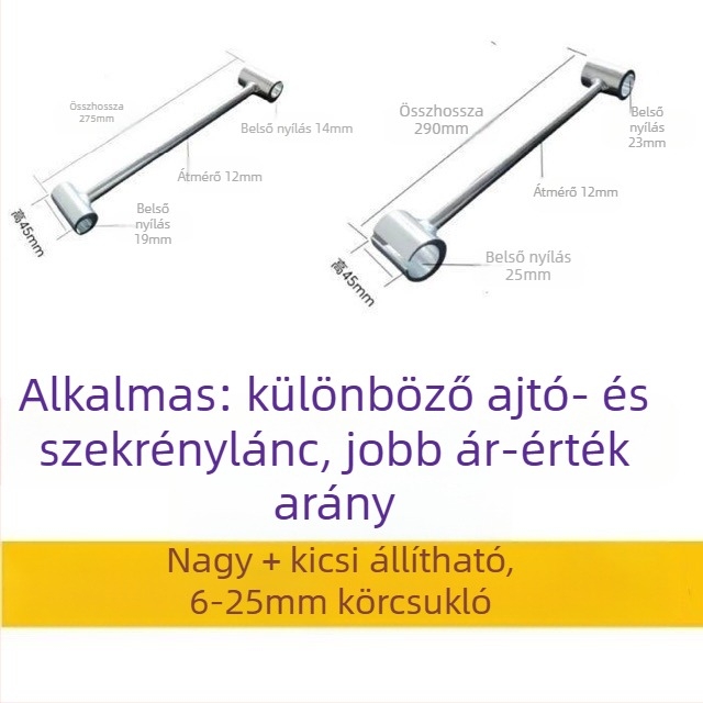 Kétfejű varrásjavító eszköz, állítható csavarkulcs, 45# acél, 365 g
