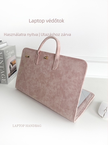 Laptopvédő tok és kézitáska — légáteresztő, ultra könnyű PU anyag, egyszínű mintázat, nőknek