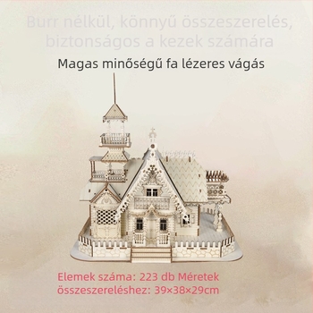 3D fa puzzle készlet – villa modell, 7–14 éveseknek, STEM oktatási játék