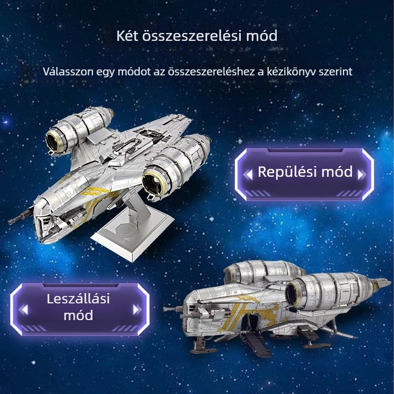 Razor Crest Mandalorian jármű – Fém DIY 3D kirakó a Genus-tól, 15–35 éveseknek