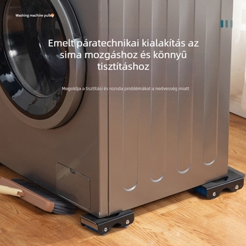Csúszásmentes, állítható, levenhető mosógép- és hűtőalap, telepítés nélküli, rozsdamentes acél keret, 80% új műanyag