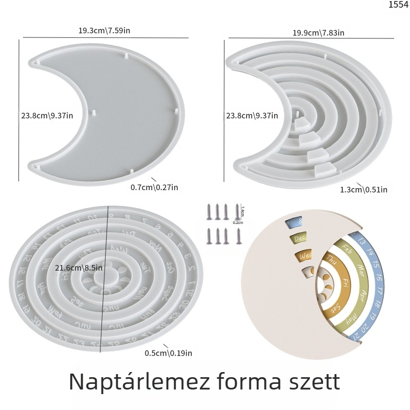 Poppy szilikonforma félhold alakú, DIY gipsz- és gyantaöntéshez