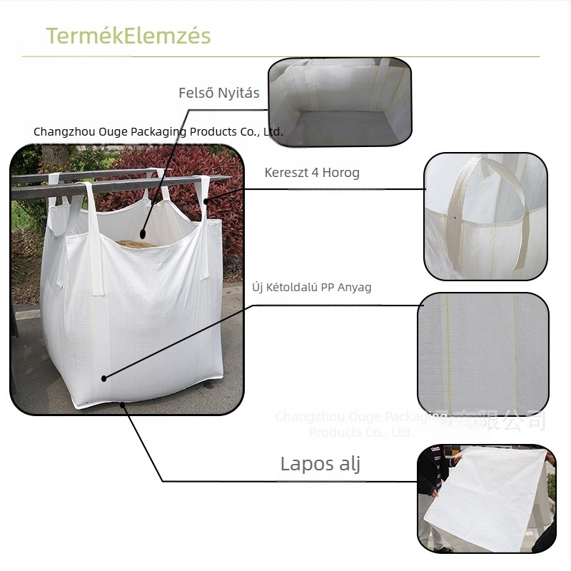 Ton bag, PP anyag, 1300 kg teherbírás, műanyag szőtt zsák, OUGE márka