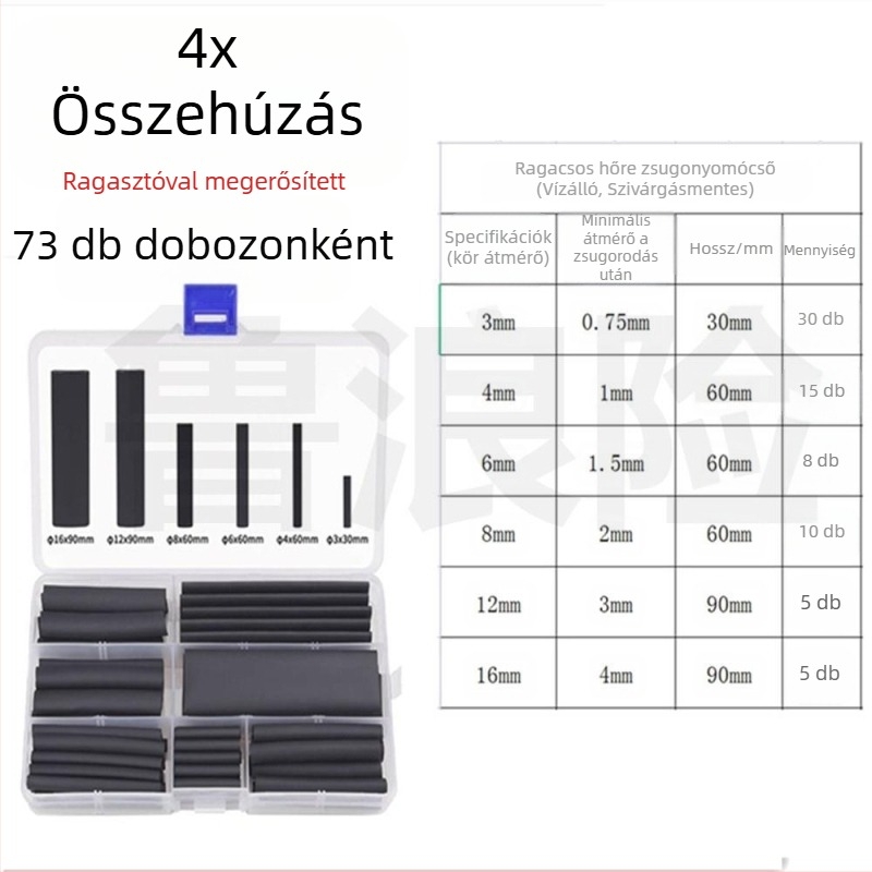 Ragasztóval ellátott hőszorító cső 4:1 elektromos karbantartáshoz, adatkábelszál csövek, 3x zsugorodás