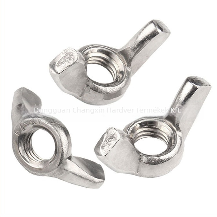 304 rozsdamentes acélból készült szárnyas anya csavar, sima felület, Changxin GB62 A2-70