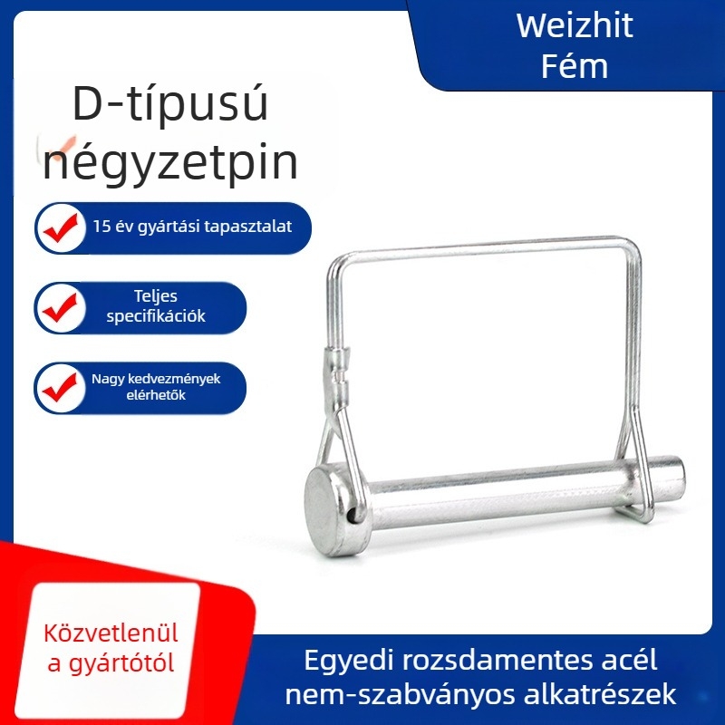 Vater D-típusú négyszögletes csap rozsdamentes acélból, biztonsági csap ipari gépekhez, felületkezelés: elektroplakálás