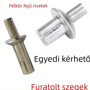 Alumínium szegecs készlet, bevágott fej és félkör alakú fej, húzható szegecsek, Ø 6,4