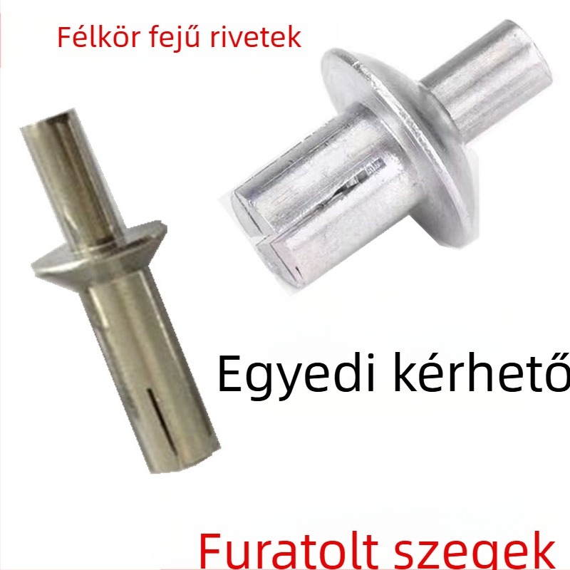 Alumínium szegecs készlet, bevágott fej és félkör alakú fej, húzható szegecsek, Ø 6,4