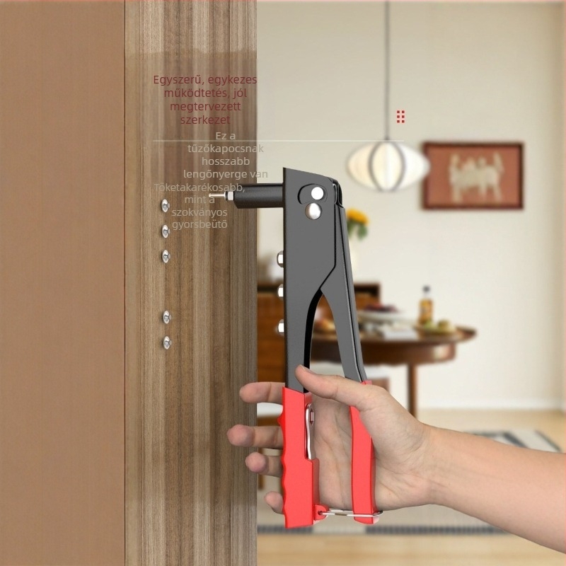 Kézi szegecsgép, acél felépítésű, alkalmas blind rivetekhez és fürdőszoba ajtó pántokhoz