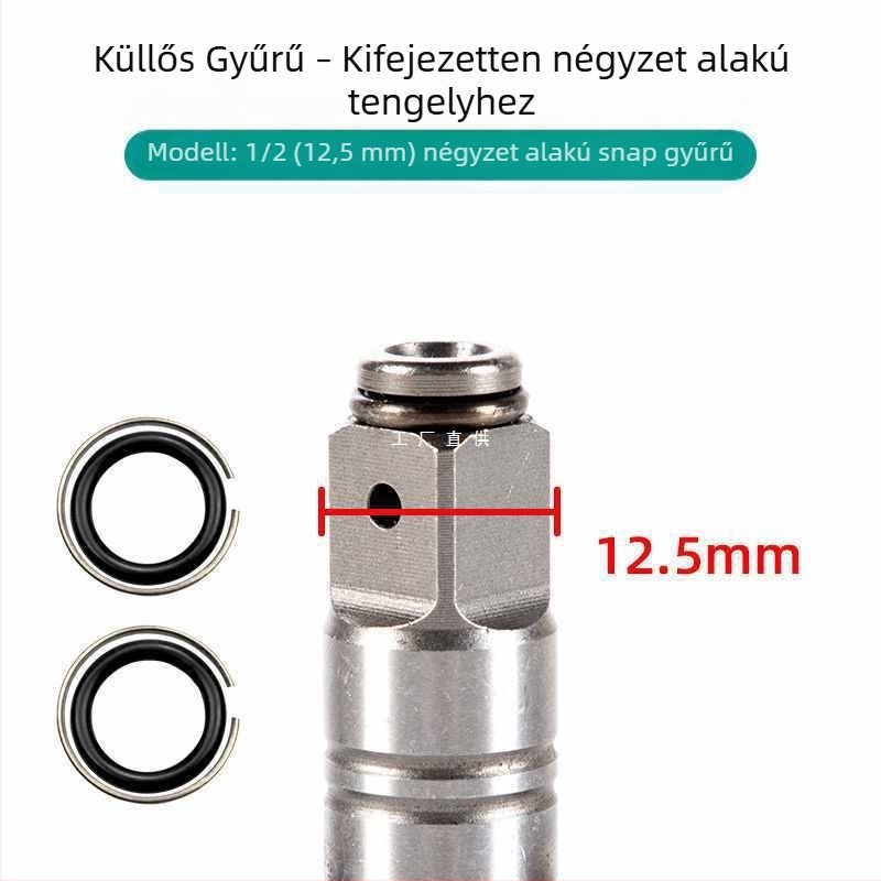 Elektromos kulcs T-formájú négyszögletes kimeneti tengellyel, circlip gyűrű és circlip hüvely; esésvédelmi kialakítás; kulcs nélküli tokmány; háztartási használatra; 1 év garancia