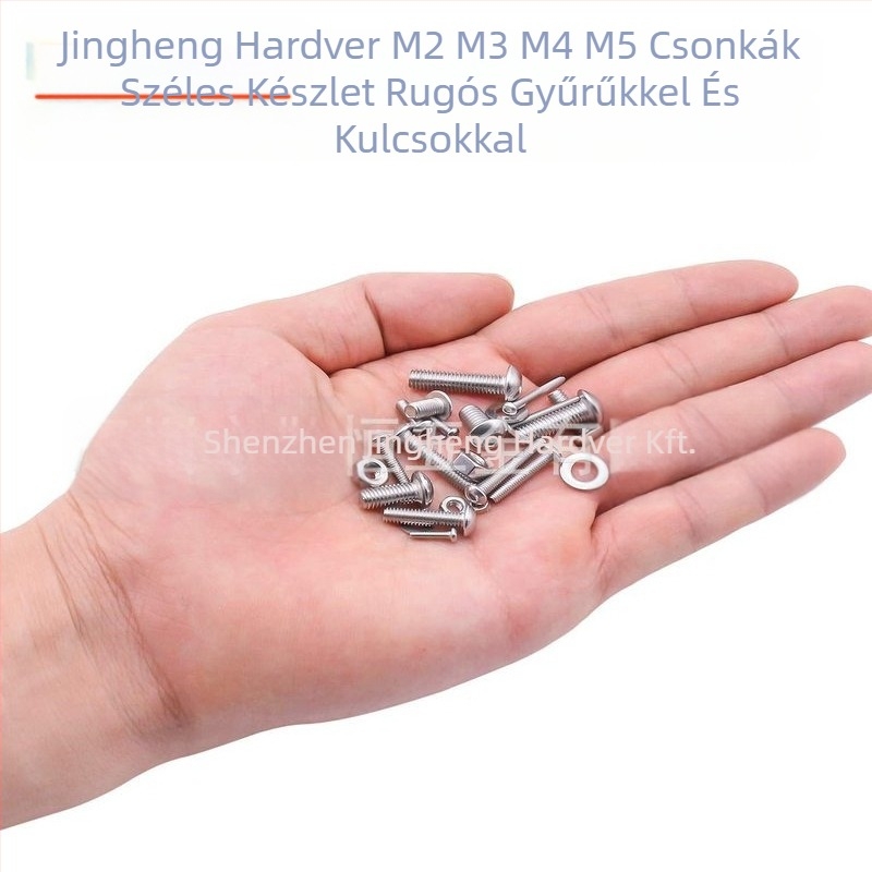 1220 db rozsdamentes acél 304 kör fejű belső hatszögletű csavarok, anyák és sík alátétek készletben, dobozban. Standard A2-7380-35; Márka Jing Heng