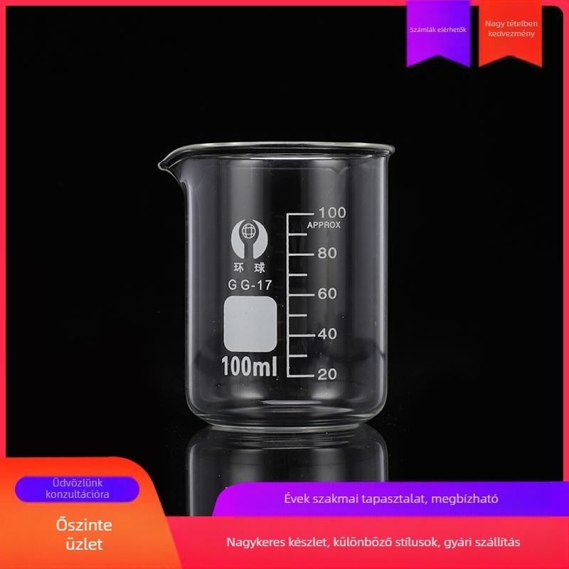 Boroszilikát üvegből készült mérőedény kémiai kísérletekhez, 25–500 ml