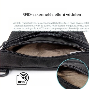 RFID-blokkoló útlevél tartó telefonzsebbel — uniszex, városi minimalista stílus, poliészterből készült, nylon belső