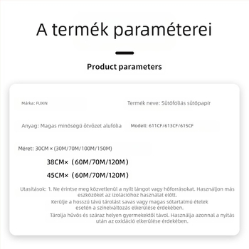 Chao Xin megnövelt vastagságú erős alumíniumfólia tekercs sütéshez és grillezéshez, 15/18/20 μm, mikrohullámú sütőben használható, dobozban 6 tekercs