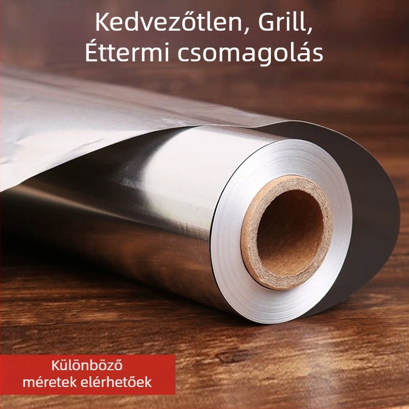 Chao Xin megnövelt vastagságú erős alumíniumfólia tekercs sütéshez és grillezéshez, 15/18/20 μm, mikrohullámú sütőben használható, dobozban 6 tekercs