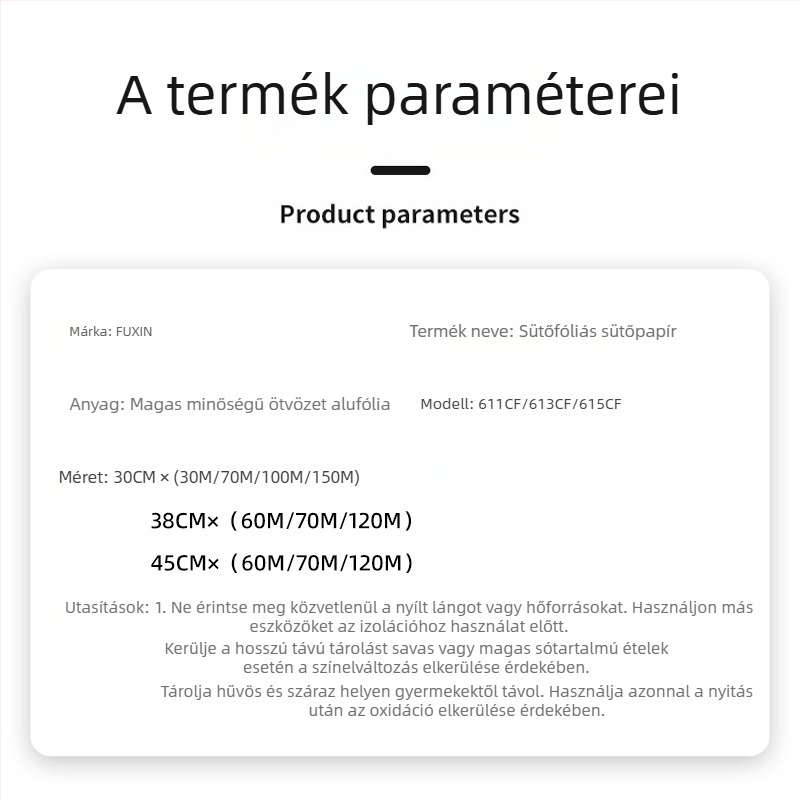 Chao Xin megnövelt vastagságú erős alumíniumfólia tekercs sütéshez és grillezéshez, 15/18/20 μm, mikrohullámú sütőben használható, dobozban 6 tekercs