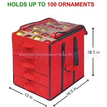 SN6608 karácsonyi gömb tároló doboz, 600D Oxford anyag, összecsukható, fedős, rácsos elrendezés, 45L kapacitás