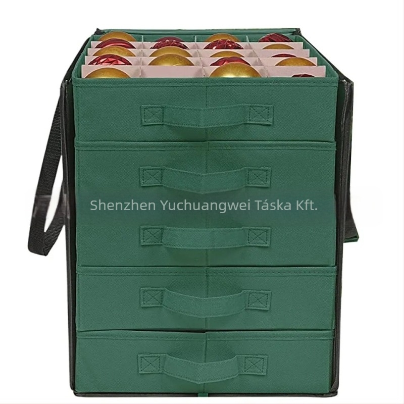 SN6608 karácsonyi gömb tároló doboz, 600D Oxford anyag, összecsukható, fedős, rácsos elrendezés, 45L kapacitás