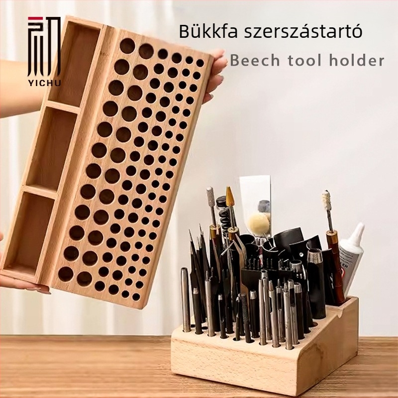 Bükkfa bőr szerszámtároló doboz, 1 db készlet, otthoni használatra