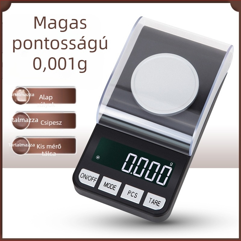 CX-188A Ékszer elektronikus mérleg — pontosság 0.001 g, mérési tartomány 0.005–100 g, elektronikus mérleg USB/AAA tápegység