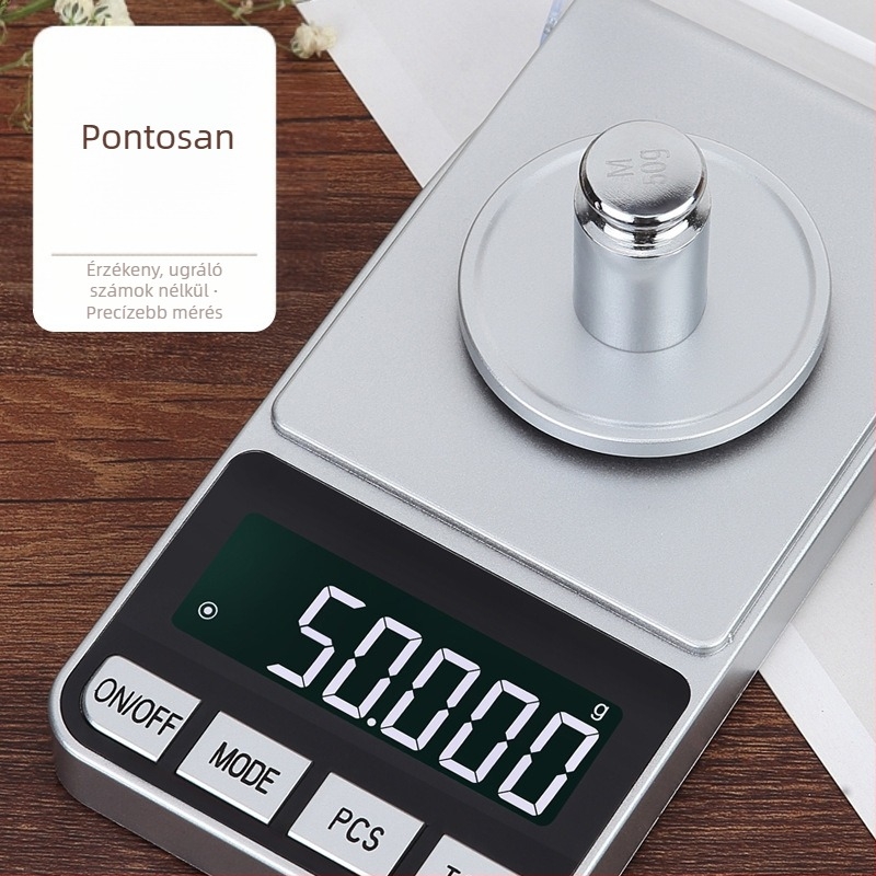 CX-188A Ékszer elektronikus mérleg — pontosság 0.001 g, mérési tartomány 0.005–100 g, elektronikus mérleg USB/AAA tápegység