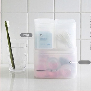 Japán stílusú műanyag kozmetikai tároló doboz fedéllel és rácsos elválasztókkal, fürdőszobába, 1 literes kapacitás