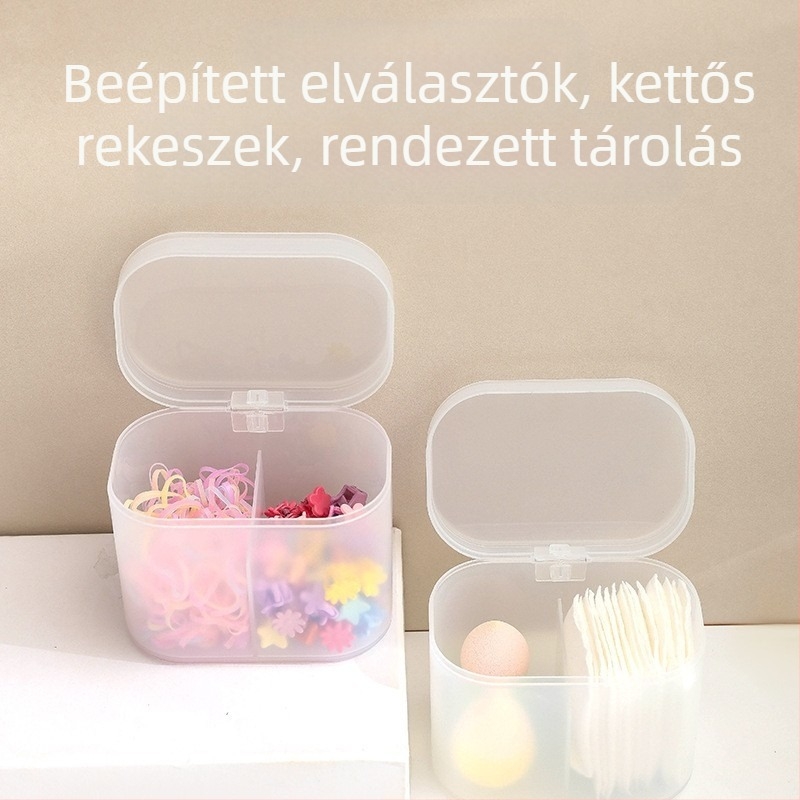 Japán stílusú műanyag kozmetikai tároló doboz fedéllel és rácsos elválasztókkal, fürdőszobába, 1 literes kapacitás