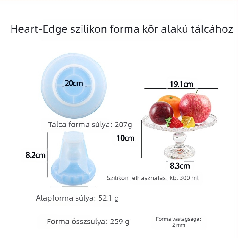 Szilikon sütőforma kör alakú gyümölcstálhoz, szív alakú szegéllyel (szilikon; sütőforma/tortaforma)