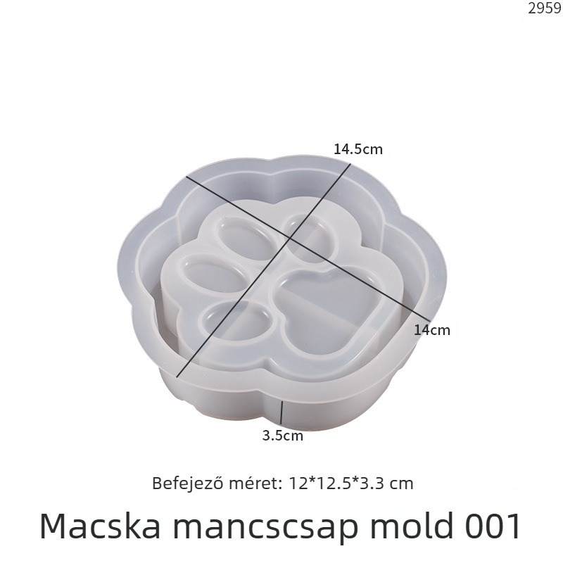 Szilikon öntőforma epoxigyantához – macska mancsa hamutál és tároló doboz, szokatlan alakú, testreszabható