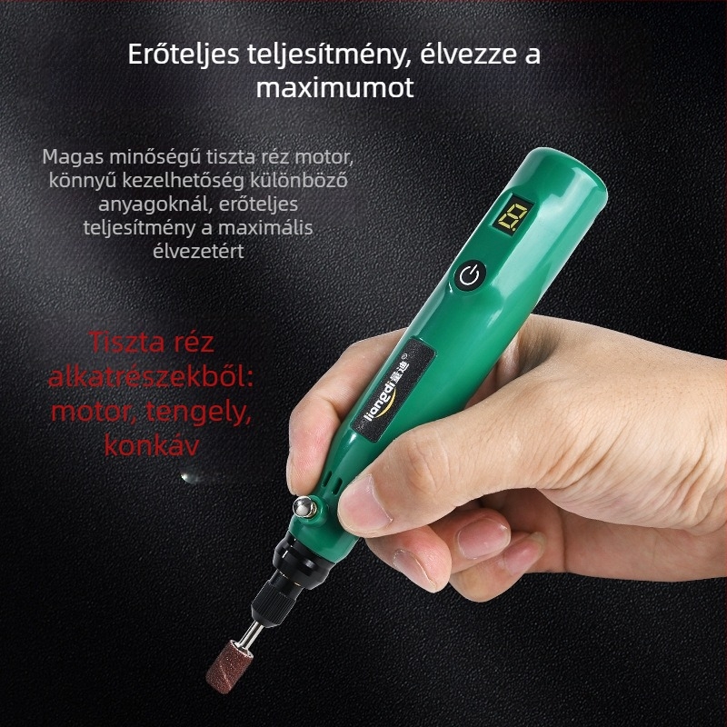 Kézben tartható elektromos csiszoló‑polírozó eszköz jádéh és faragáshoz – Quandi, újratölthető Li-ion akkumulátor, polírozás (Quandi; újratölthető Li-ion akkumulátor; polírozás)