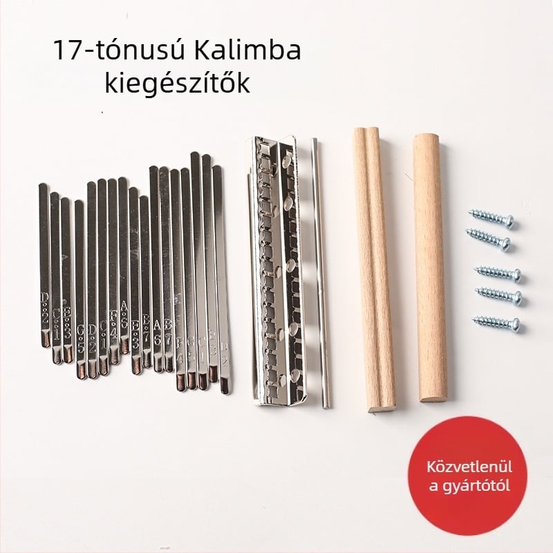 17-hangú kalimba tines készlet - mangán acél, nikkelezett billentyűk, buborékos zacskó a csomagolásban