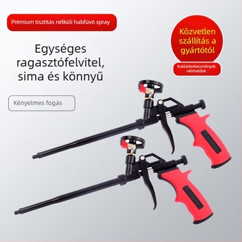 PTFE habpisztoly kapcsolóval és réz fejjel poliuretán habhoz és tömítéshez; max nyomás 200, max áramlás 0,5, optimális permetezési távolság 1000, anyag: ötvözetek/vas és réz