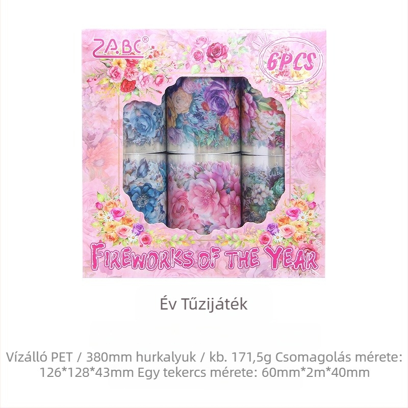Átlátszó PET szalagkészlet DIY naplóhoz, nyomtatott virágos matricákkal, modern minimalist stílusban