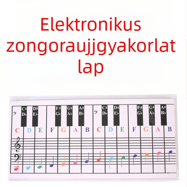 Zongora billentyűzet ujjgyakorló kártya - PKC-0403, bevont papír, műanyag zacskóban csomagolva, márka Chuan mei