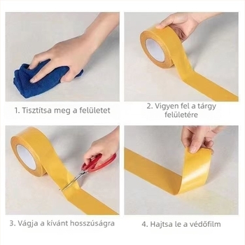 Hálós, kétoldalas ragasztószalag, magas tapadóerővel, textil alapú a falra történő rögzítéshez, nyom nélkül