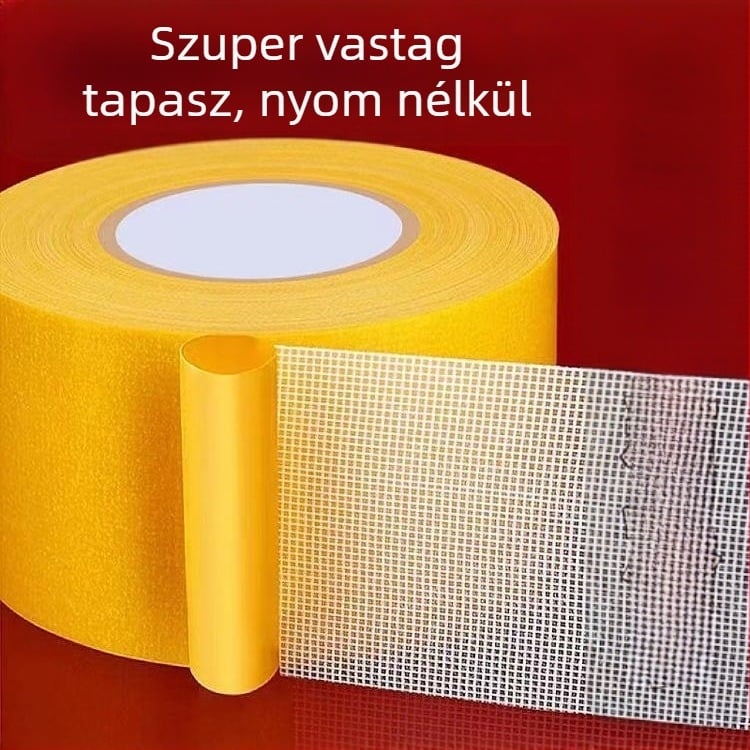 Hálós, kétoldalas ragasztószalag, magas tapadóerővel, textil alapú a falra történő rögzítéshez, nyom nélkül