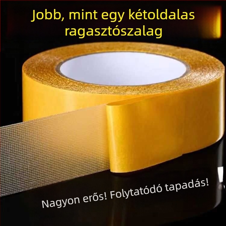 Hálós, kétoldalas ragasztószalag, magas tapadóerővel, textil alapú a falra történő rögzítéshez, nyom nélkül