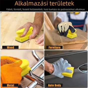 Faipari kéziszerszám csiszolókorong készlet, 16 darab, ívelt horny, PU hab, kéztámasz